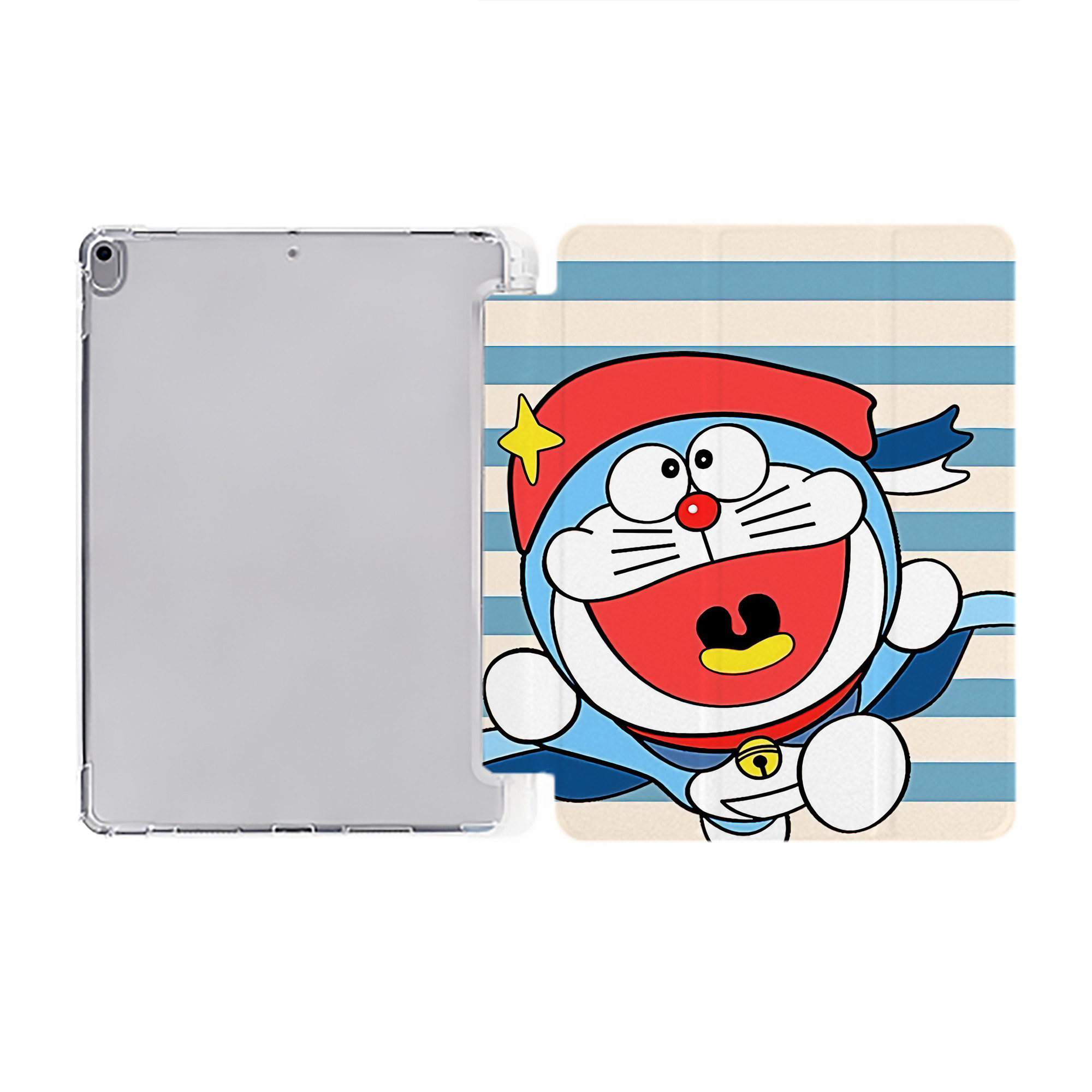 （画像用） ドラえもん Doraemon IPad ケース ペン収納付き 三つ折りスタンド PUレザー×シリコン 対応機種9.5/10.5/10.9インチ
